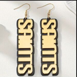 ⚜️🏈 Black & Gold Saints Game Day Dangle Earrings 🏈⚜️